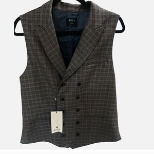 Men's Double Breasted Wool Silk Waistcoat